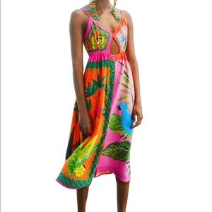 Farm Rio Double Scarves Midi Dress